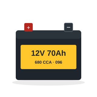 Car battery 096, 12V 70Ah 680CCA